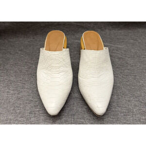 James Smith Leather White Mules style Snake Size 37 Us 6